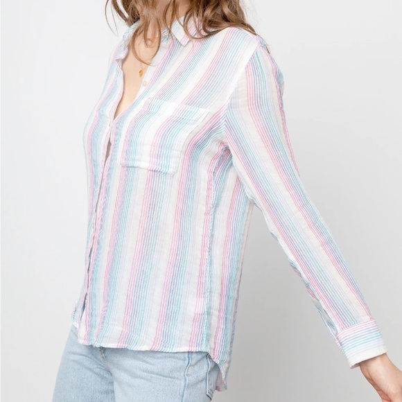 Rails Ellis Button-Down Shirt in Iris Stripe Size Small - Picture 3 of 12